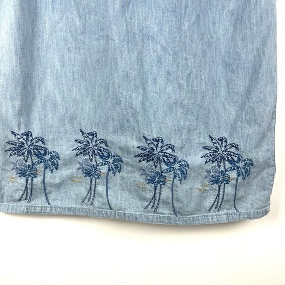 Vintage Liz Claiborne Denim Jumper Dress sz 16 Embroidery Cottage 90s Retro 80s - Picture 3 of 8